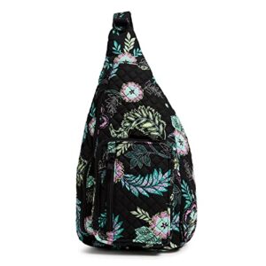 vera bradley women's cotton sling backpack, island garden - recycled cotton, one size