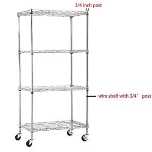 Caster Wheels,Casters,Wire Shelving Wheels Replacement Wire Shelf Casters,Storage Metal Shelf Casters for Shelf to Replace Metal Shelving  Leveling Feet -Fit Wire Shelf with 0.75"(19.1mm)Diameter Tube