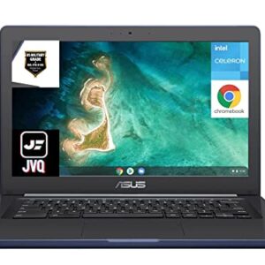 Asus Newest 14 Rugged & Spill Resistant Chromebook Education Edition Military STD 810G Intel N3350 160G Space(32G eMMC+128G Card) 4GB RAM WiFi Bluetooth Webcam DarkBlue Chrome OS+JVQ 5X Storage