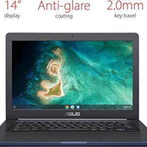 Asus Newest 14 Rugged & Spill Resistant Chromebook Education Edition Military STD 810G Intel N3350 160G Space(32G eMMC+128G Card) 4GB RAM WiFi Bluetooth Webcam DarkBlue Chrome OS+JVQ 5X Storage