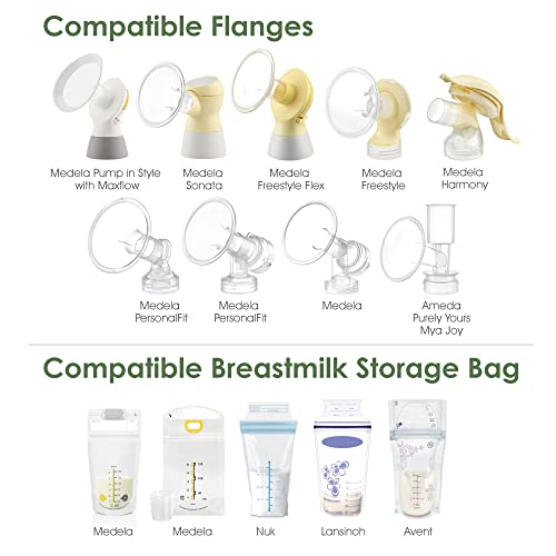 Maymom 3rd Generations Narrow Neck Breastmilk Storage Bag Adapters Compatible with Medela Pumps (All), Selected Ameda Pumps to be Compatible with Lansinoh and Nuk Breastmilk Storage Bags