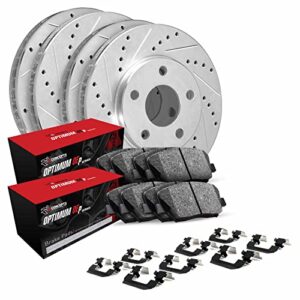 r1 concepts front rear brakes and rotors kit |front rear brake pads| brake rotors and pads| optimum oep brake pads and rotors| hardware kit|fits 2007-2015 acura mdx, zdx; honda pilot