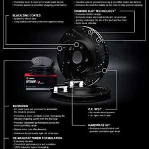 R1 Concepts Front Brakes and Rotors Kit |Front Brake Pads| Brake Rotors and Pads| Optimum OEp Brake Pads and Rotors| Hardware Kit WHUH1-74088