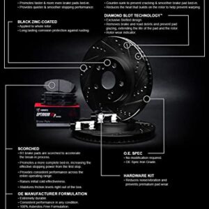 R1 Concepts Front Brakes and Rotors Kit |Front Brake Pads| Brake Rotors and Pads| Optimum OEp Brake Pads and Rotors| Hardware Kit|fits 2004-2012 Subaru Baja, Forester, Impreza, Legacy, Outback