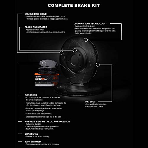 R1 Concepts Front Brakes and Rotors Kit |Front Brake Pads| Brake Rotors and Pads| Super Duty Brake Pads and Rotors|fits 2012-2022 Ford F-250 Super Duty, F-350 Super Duty