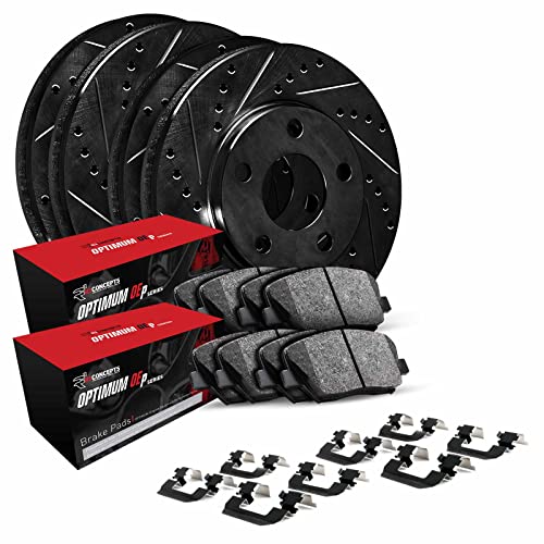 R1 Concepts Front Rear Brakes and Rotors Kit |Front Rear Brake Pads| Brake Rotors and Pads| Optimum OEp Brake Pads and Rotors| Hardware Kit WHUH2-76091