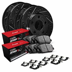 R1 Concepts Front Rear Brakes and Rotors Kit |Front Rear Brake Pads| Brake Rotors and Pads| Optimum OEp Brake Pads and Rotors| Hardware Kit|fits 2005-2022 Nissan Frontier, Xterra; Suzuki Equator