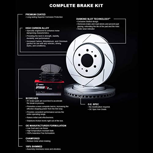 R1 Concepts Front Brakes and Rotors Kit |Front Brake Pads| Brake Rotors and Pads| Optimum OEp Brake Pads and Rotors|fits 2016-2022 Hyundai Elantra, Tucson; Kia Sportage