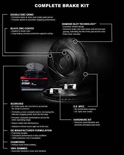 R1 Concepts Front Brakes and Rotors Kit |Front Brake Pads| Brake Rotors and Pads|Optimum OEp Brake Pads and Rotors| Hardware Kit WCUH1-11029