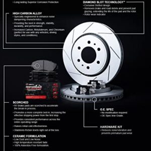 R1 Concepts Front Brakes and Rotors Kit |Front Brake Pads| Brake Rotors and Pads| Performance Off-Road/Tow Brake Pads and Rotors| Hardware Kit WLVH1-40058