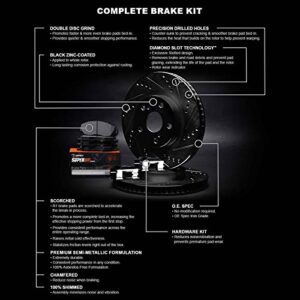 R1 Concepts Front Brakes and Rotors Kit |Front Brake Pads| Brake Rotors and Pads| Super Duty Brake Pads and Rotors| Hardware Kit WHXH1-48143