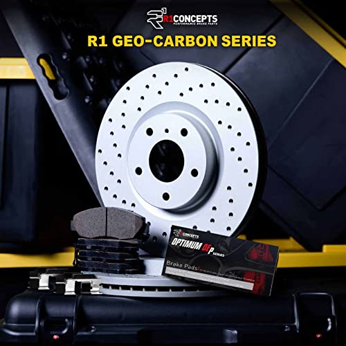 R1 Concepts Front Brakes and Rotors Kit |Front Brake Pads| Brake Rotors and Pads| Optimum OEp Brake Pads and Rotors| Hardware Kit|fits 2019-2022 Genesis G70