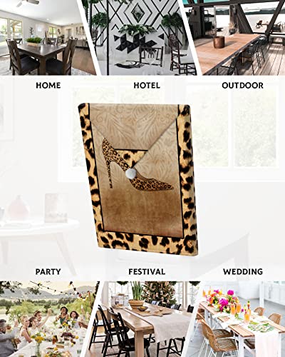 8 Pcs Dining Chair Slipcovers Sexy Leopard High Heel Shoe,Removable Kitchen Chair Back Covers,Santa Hat Chair Protector Back Cover for Dining Room Kitchen Holiday Party,Retro Wildlife Animal Skin