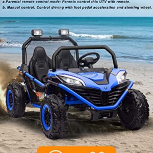 OTTARO 24V 10AH Ride on UTV Cars 2 Seater, Electric Cars Vehicles for Kids Teens,Metal Frame,EVA Wheels, 2x200W Powerful Motors, 20” Large 2 Seats, Bluetooth, Remote Control, Max Speed 4.7Mph(Blue)