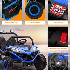 OTTARO 24V 10AH Ride on UTV Cars 2 Seater, Electric Cars Vehicles for Kids Teens,Metal Frame,EVA Wheels, 2x200W Powerful Motors, 20” Large 2 Seats, Bluetooth, Remote Control, Max Speed 4.7Mph(Blue)