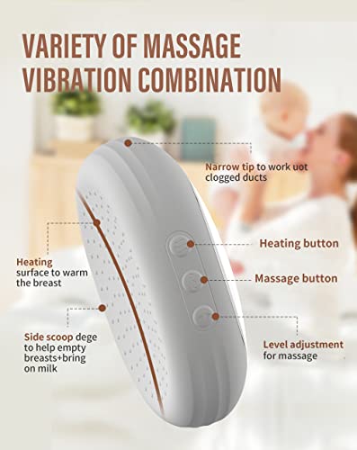 KIDIRA 2-in-1 Warming Lactation Massager, Soft Breast Massager for Breastfeeding, Nursing, Pumping, Breast Warmers with Heat & Vibration for Clogged Ducts, Mastitis, Engorgement, Improve Milk Flow