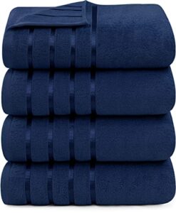 utopia towels 4 pack premium viscose oversized bath towels set, 100% ring spun cotton (27 x 54 inches) highly absorbent, quick drying shower towels for bathroom, spa, travel and pool (navy)