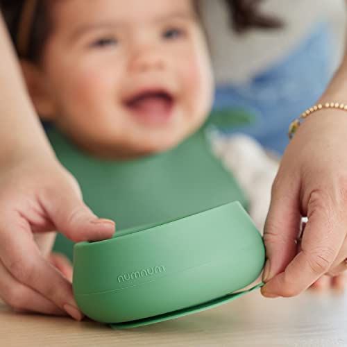 numnum Suction Bowls | Extra Strong Suction | Non-Slip Design | Durable 100% Food Grade Silicone BPA-Free | for Babies & Toddlers 4 months+, 2 Baby Bowls (Blue/Glacier Green)