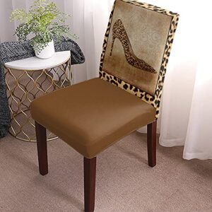 8PCS Dining Chair Covers Stretch Spandex Slipcovers Sexy Leopard High Heel Shoe Removable Washable Dining Room Seat Cover Cushion Protector for Home Hotel Banquet Decor Retro Wildlife Animal Skin