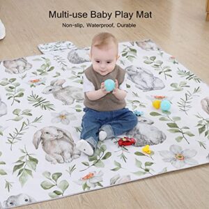 Insular Baby Splat Mat for Under High Chair/Arts/Crafts, Anti Slip and Waterproof Splash Mat for Floor, Portable Picnic Mat, 51x51 Inch, Rabbit