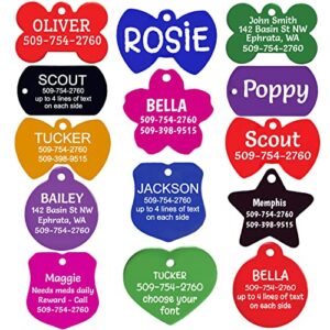 GoTags Personalized Colorful Dog Tags, Aluminum Pet ID Tags Engraved with Name in Bone, Round, Heart and More Shapes