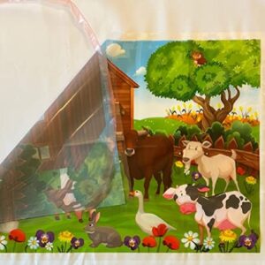 Kadazzel Disposable Place Mats, 40 Fun Farm Animal Disposable Sanitary Baby Toddler Sticky Mat