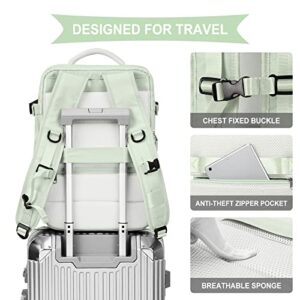 WONHOX Carry on Travel Laptop Backpack for Women Men Flight Approved,Backpack for Women Travel Bag Hiking Outdoor Sports Rucksack Casual Daypack, Mint Green