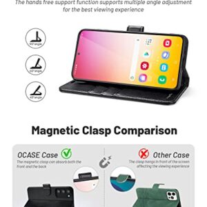 OCASE Compatible with Galaxy S23 5G Wallet Case, PU Leather Flip Folio Case with Card Holders RFID Blocking Kickstand [Shockproof TPU Inner Shell] Phone Cover 6.1 Inch (2023) - Black