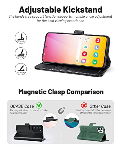 OCASE Compatible with Galaxy S23 5G Wallet Case, PU Leather Flip Folio Case with Card Holders RFID Blocking Kickstand [Shockproof TPU Inner Shell] Phone Cover 6.1 Inch (2023) - Black