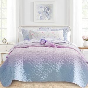 dreamcloud home quilt set full queen size 3 piece, bailey pattern printed bedding coverlet set, lightweight soft reversible bedspread sets for all season (1 quilt & 2 pillow shams)