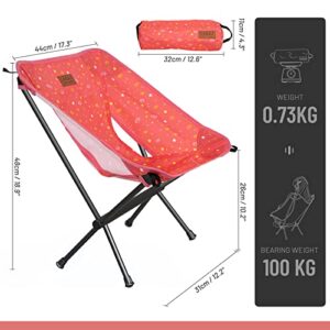 G2 GO2GETHER Star-Moon Printing Lightweight Camping Folding Chair for Youth, 600D Oxford Fabric, Durable Aluminum Alloy Frame, Easy to Storage and Carry, Suit for Camping, Hiking, Go to Beach (Pink)
