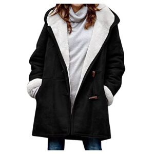 chamarras para mujer, winter coat for women black trench coat woman jacket women's casual fashion loose solid color hat plus fleece collar pocket jacket lightweight fleece 4x (xxl, pink)