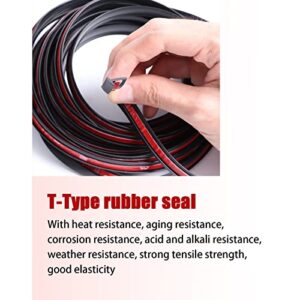 Yonput 1 Pack 5M/16.5Ft Auto T Shape Leak Sound Proofing Sealing Strip, Universal Car Windshield Self-Adhesive Rubber Weatherproof Trim, Edge Moulding Anti-Collision Filler Strip (Black #6x10mm)