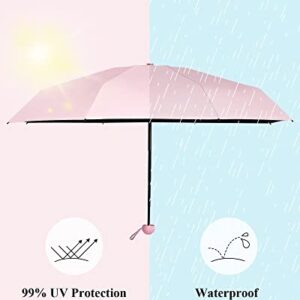 Fabbay 6 Pcs Mini Travel Umbrella for Purse Compact 8 Ribs Lightweight Tiny Folding Portable Umbrella Windproof Parasol with UV Protection Pocket Umbrella for Sun and Rain Protection Girls Women