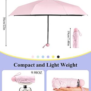 Fabbay 6 Pcs Mini Travel Umbrella for Purse Compact 8 Ribs Lightweight Tiny Folding Portable Umbrella Windproof Parasol with UV Protection Pocket Umbrella for Sun and Rain Protection Girls Women