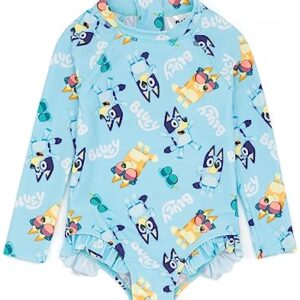 Bluey Girls Swimsuit | Baby Toddlers Blue Bingo Swimming Costume Long Sleeve with Frill