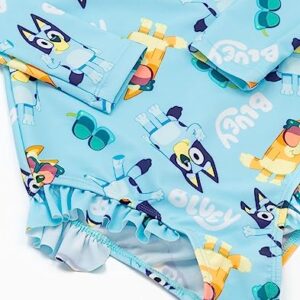 Bluey Girls Swimsuit | Baby Toddlers Blue Bingo Swimming Costume Long Sleeve with Frill