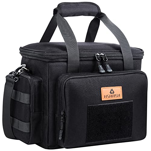 HSHRISH Tactical Large Lunch Box, Insulated Lunch Bags for Men, Heavy Leakproof Soft Cooler Bag with Shoulder Strap Lunch Pail for Work Beach Daytrips,Black,12L