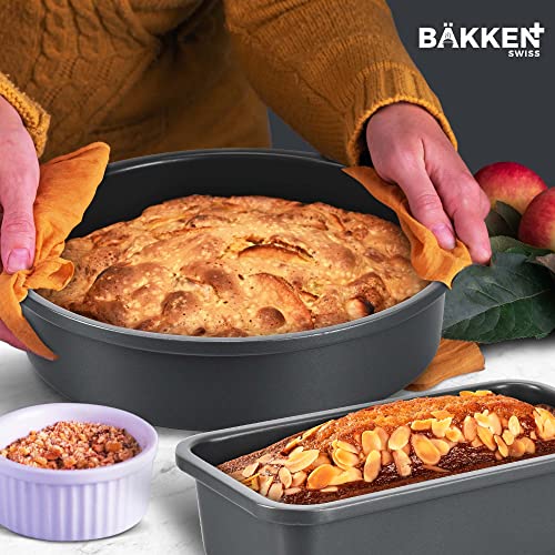 Cookware Set – 23 Piece –Black Multi-Sized Cooking Pots with Lids, Skillet Fry Pans and Bakeware – Reinforced Pressed Aluminum Metal - Suitable for Gas, Electric, Ceramic and Induction by BAKKEN Swiss