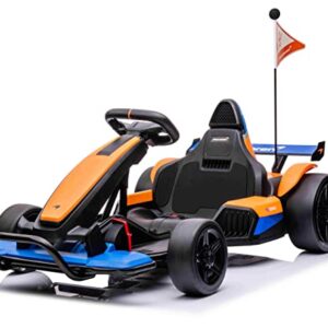 PRIME CLUB Electric Go Kart Kids Ride on Car 24V Ride on Toys Pedal Drift Cart with 2 Speeds,Sound System,LED Light,Racing Flag ,Christmas Birthday Gifts for 6+ Boys Girls