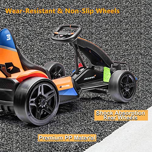 PRIME CLUB Electric Go Kart Kids Ride on Car 24V Ride on Toys Pedal Drift Cart with 2 Speeds,Sound System,LED Light,Racing Flag ,Christmas Birthday Gifts for 6+ Boys Girls