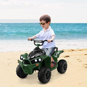 Costzon Kids ATV, 12V Battery Powered Electric Vehicle with High/Low Speed, Treaded Tires, Headlights, Horn, Music, Forward & Backward, Gift for Boys & Girls, Ride on 4 Wheeler Quad (Green)