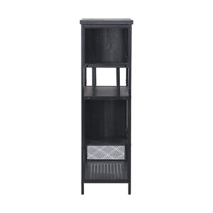 CEMKAR Industrial Bar Cabinet, Modern High Display Wine Storage Rack, Wood and Metal Cabinets for Home Kitchen Storage, Restaurant Cafe Cafeteria Bar Cabinet (Black+Gray)