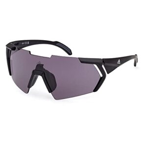 adidas men's sp0064 square sunglasses, matte black/smoke, 00-0-140
