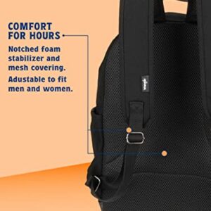Wrangler Powell Backpack for Travel Classic Logo Water Resistant Casual Daypack for Travel with Padded Laptop Notebook Sleeve (Black)