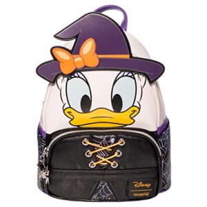 loungefly women's disney daisy duck halloween witch double strap shoulder bag purse - entertainment earth exclusive