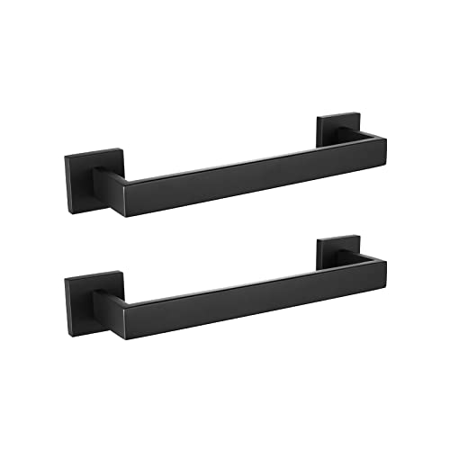 2 Pieces Bath Shower Towel Bars LANC Matte Black 12-Inch Bathroom Double Towel Racks Kitchen Hand Towel Holders Stainless Steel Wall Mount Toilet Towel Hanger Rods,A8804-3MB