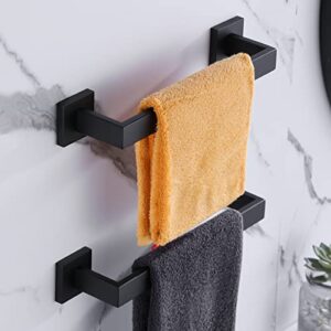 2 Pieces Bath Shower Towel Bars LANC Matte Black 12-Inch Bathroom Double Towel Racks Kitchen Hand Towel Holders Stainless Steel Wall Mount Toilet Towel Hanger Rods,A8804-3MB