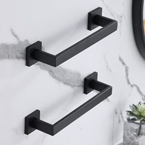 2 Pieces Bath Shower Towel Bars LANC Matte Black 12-Inch Bathroom Double Towel Racks Kitchen Hand Towel Holders Stainless Steel Wall Mount Toilet Towel Hanger Rods,A8804-3MB