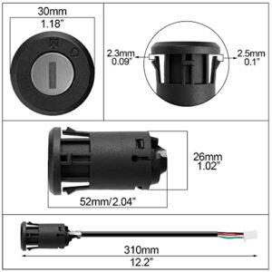 WATODAY 4 Wires Ignition Key Switch with Dust Cap, Chinese ATV for 50cc 70cc 90cc 110cc 150cc 200cc 250cc SUNL Chinese Quad 4 Wheeler 125cc Dirt Bike Scooter Pack of 2